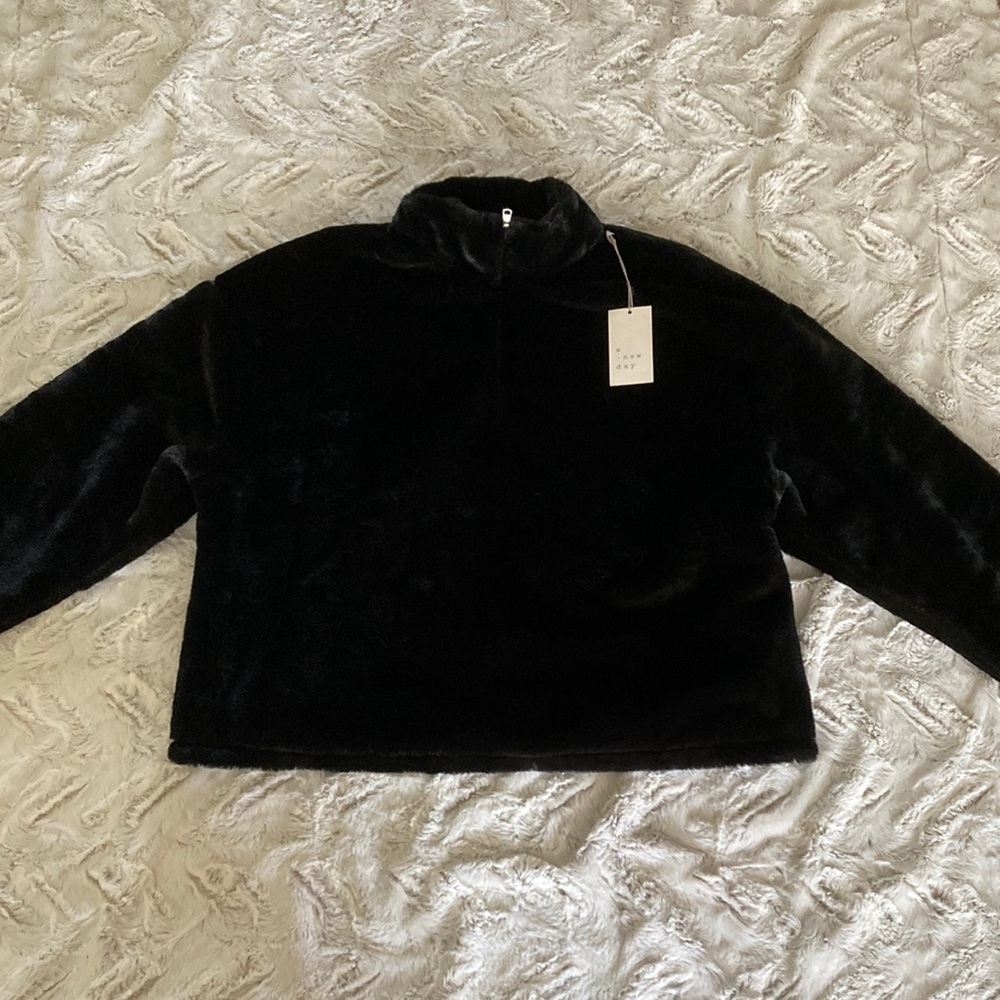 Faux Fur Quarter Zip Sweatshirt